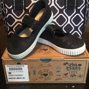 CIENTA Black sparkle toddler Mary Jane shoes